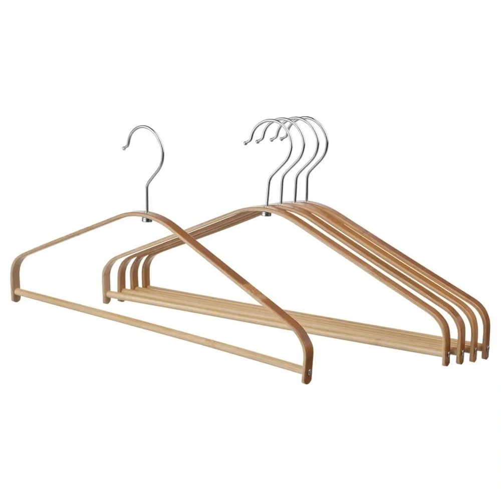 5 piece IKEA HÖSVANS Hangers, bamboo Wooden Hangers - Brown